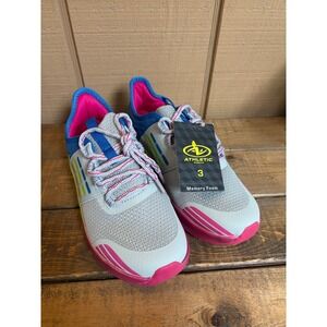 Athletic Works Kids Memory Foam Sneakers Grey Blue Pink Lime Green Size 3 NEW